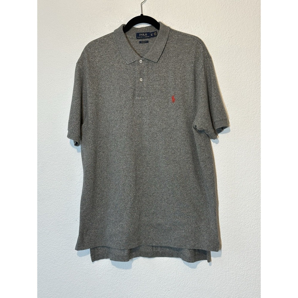 Polo Ralph Lauren Mens XL Gray Heather Classic‎ Fit Polo Shirt Red Pony Logo
